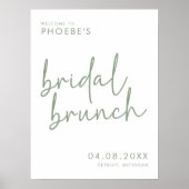 Sage & White Minimalist Bruids Brunch Welkom Poster (Voorkant)