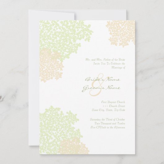 Sage & White Queen's Lace Wedding Invitation Kaart (Voorkant)