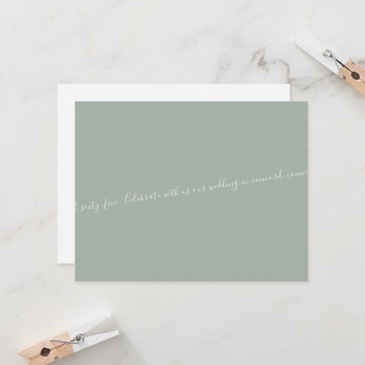 Sage/White Script-tekst Alleen bruiloft onze datum (Voorkant / Achterkant in situ)