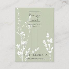 Sage Wildbloemen Sieraden Haarclip Display Kaart Contactkaartje