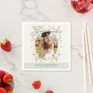 Sage Wilde Bloem Florale Foto Afstudeercadeau Servet