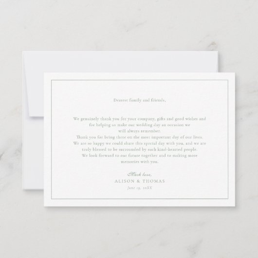 Sage Wildflower Monogram Bruiloft Dank u kaart (Achterkant)