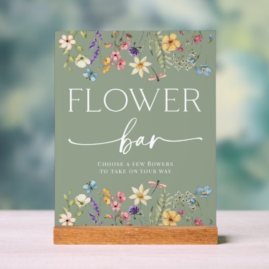 Sage Wildflower Vrijgezellenfeest Bloembalk Teken Acryl Bord (Neutraal)