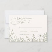 Sage Wildflowers Woodland Garden Floral Wedding RSVP Kaartje (Voorkant)