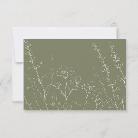 Sage Wildflowers Woodland Garden Floral Wedding RSVP Kaartje (Achterkant)