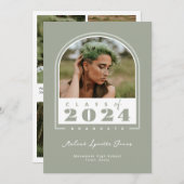 Sage Wit 2024 Modern Arch Foto Afstuderen Aankondiging (Voorkant / Achterkant)