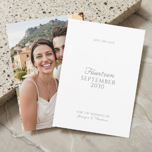 Sage & Wit Minimalistisch Schrift Foto Bruiloft Save The Date