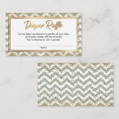 Sage & Witte Chevron Confetti Luierloterijkaarten Informatiekaartje (Voorkant / Achterkant)