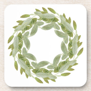 SAGE WREATH Dessous de verre en plastique dur