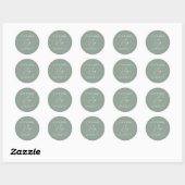 Sage-zegel voor groene en witte bruiloft ronde sticker (Vel)