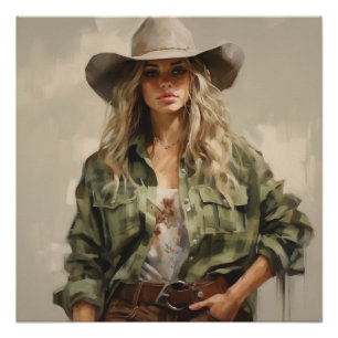 Sagebrush tinten: Cowgirl kunst aan de muur Perfect Poster