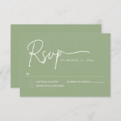 sagegreen minimaliste mariage manuscrit carte RSVP (Devant / Derrière)