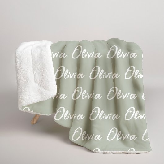 Sagegroene aangepaste sherpa deken voor mama of om