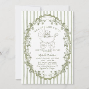 Sagegroene Beer Babyshower Uitnodiging