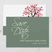 Sagegroene bergfotobewaar de datum save the date (Voorkant / Achterkant)