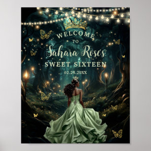 Sagegroene betoverde bos Sweet Sixteen welkom Poster