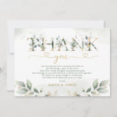 Sagegroene Bladerige Eucalyptus Trouw Dankkaart Kaart (Voorkant)