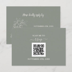 Sagegroene bloemencode QR-code Voeg uw URL-huwelij RSVP Kaartje