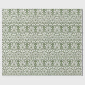 Sagegroene bloemige bruiloft cadeaupapier (Vlak)