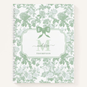 Sagegroene bloemrozen Franse Chinoiserie-patroon Notitieboek