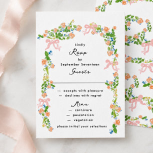 Sagegroene Blush Waterverf Rococo Tuin Bruiloft RSVP Kaartje