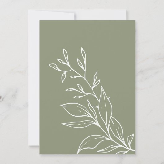 Sagegroene Boho Bloem Huwelijk Net Getrouwd Kaart (Achterkant)