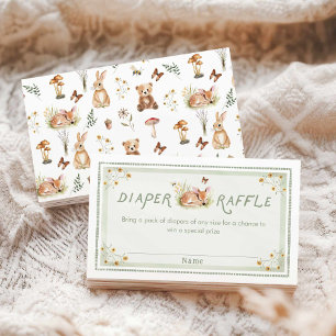 Sagegroene bos baby shower luier raffle ticket informatiekaartje