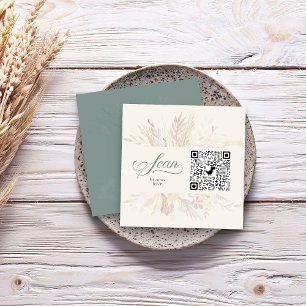 Sagegroene botanische online RSVP QR-code Informatiekaartje