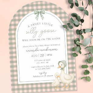 Sagegroene Dwaas Gans Verhaaltjesboek Baby Shower Acryl Uitnodigingen