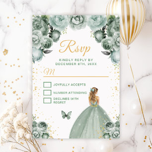 Sagegroene en gouden blonde haren prinses RSVP kaartje