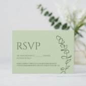 Sagegroene Eucalyptus Bruiloft Chic Gereserveerde  RSVP Kaartje (Staand voorkant)