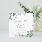 Sagegroene eucalyptus minimalistische save the dat kaart (Staand voorkant)