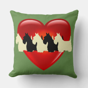 Sagegroene geruite print 6 Schotse Terrier hond Kussen