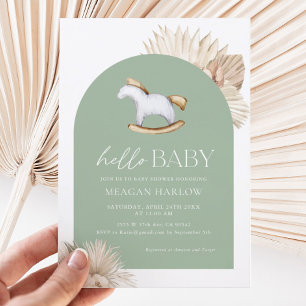 Sagegroene Geslachtsonzijdige Hello Baby Shower Kaart