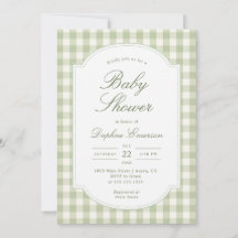 Sagegroene Gingham Baby Shower