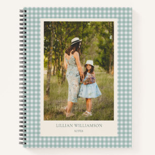 Sagegroene Gingham Foto Persoonlijke Notities Notitieboek