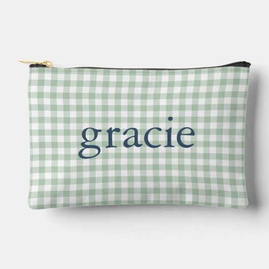Sagegroene Gingham Monogram Etui (Voorkant)