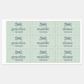 Sagegroene Gingham Strik Monogram Labels (Vel)
