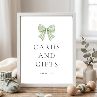 Sagegroene Gingham Strikkaarten Cadeaus Baby Showe Poster