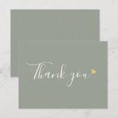 Sagegroene gouden hart script bedrijfsbedankje briefkaart (Voorkant / Achterkant)