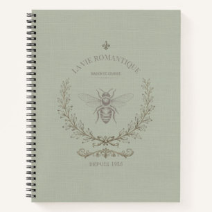 Sagegroene honingbij vintage Frans landelijk Notitieboek