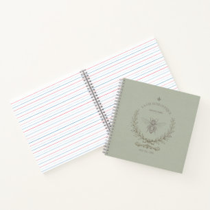 Sagegroene honingbij vintage Frans landelijk Notitieboek