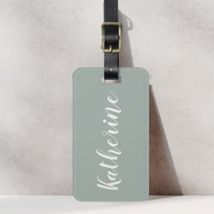 Sagegroene kalligrafie naam bagagelabel