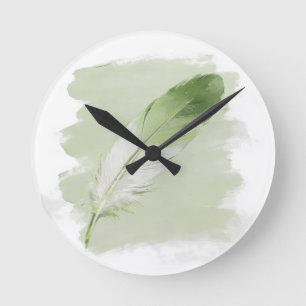 Sagegroene Kwaststreek Veer Elegant Modern Ronde Klok