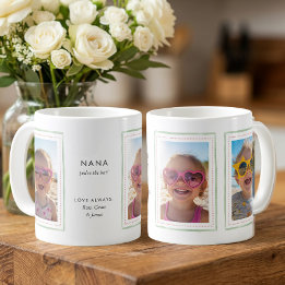 Sagegroene lintframe bewerkbare Nana 3 foto Koffiemok