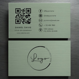 Sagegroene Metallic Bedrijfslogo QR-code Visitekaartje