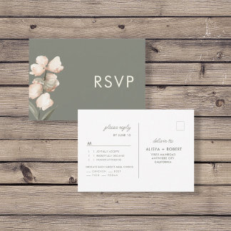 Sagegroene Minimalistische RSVP Huwelijksreactieka Kaartje
