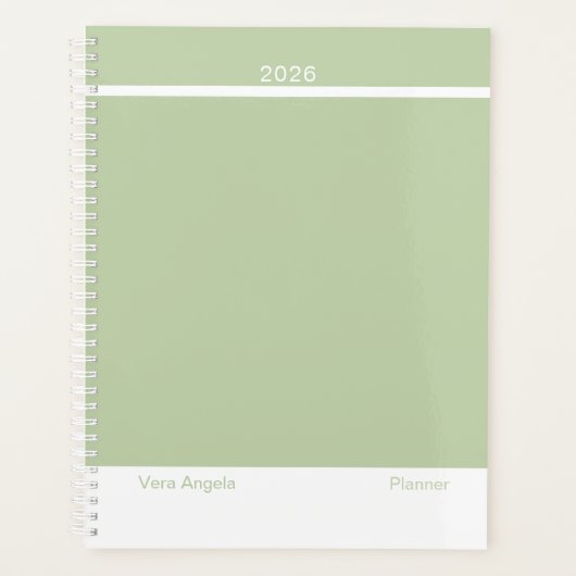 Sagegroene moderne lay-out groot planner (Voorkant)