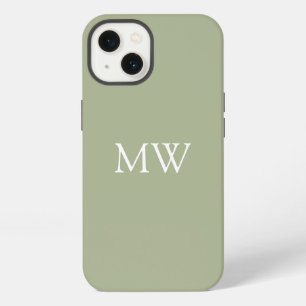 Sagegroene Monogram Eerste Letters Trendy Boho iPhone 13 Hoesje