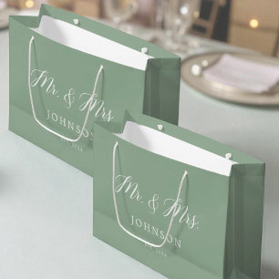 Sagegroene Mr en Mrs Jonggehuwden Groot Cadeauzakje